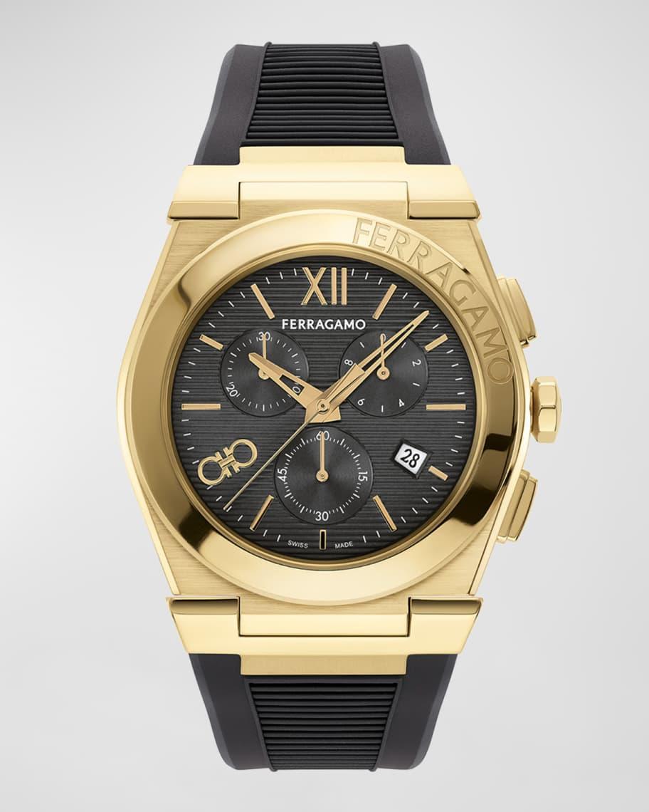 Mens Vega Chrono IP Yellow Gold Rubber-Strap Watch, 42mm Product Image