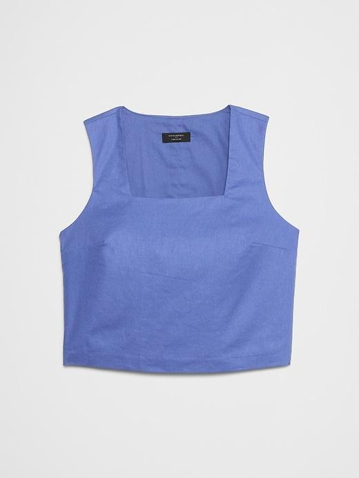 Linen-Blend Square-Neck Top Product Image