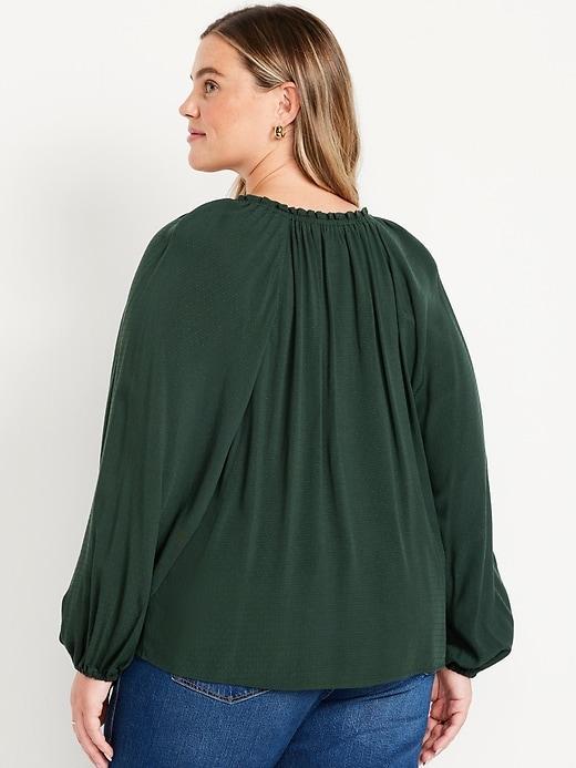 Ruffled Split-Neck Top Product Image