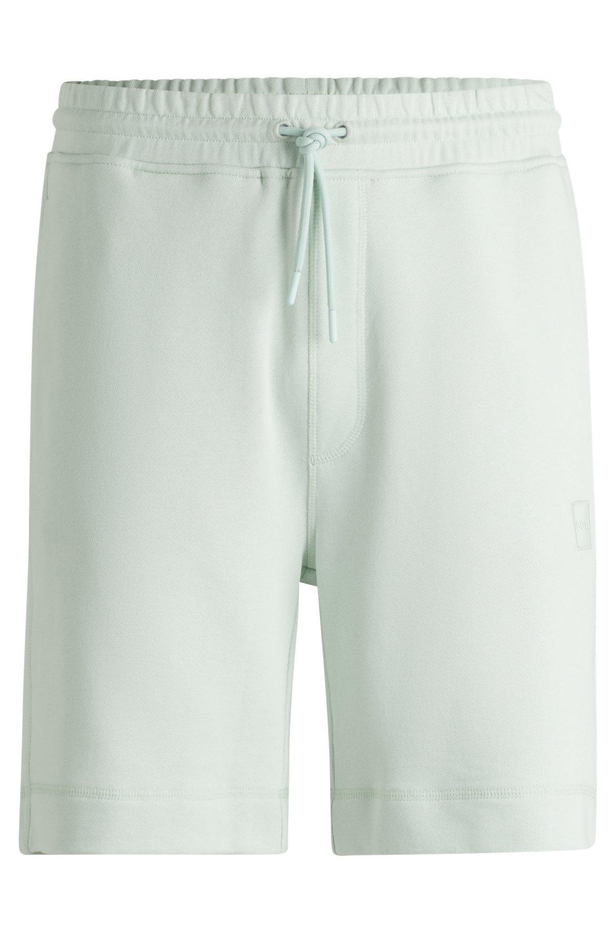 Cotton-terry regular-fit shorts with logo badge Product Image