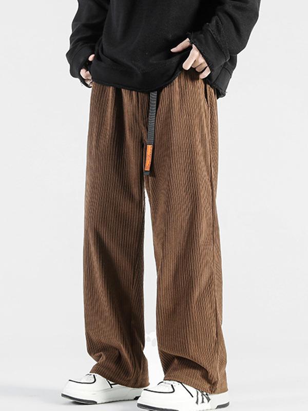 Men's Vintage Corduroy Drawstring Wide Leg Pants Product Image