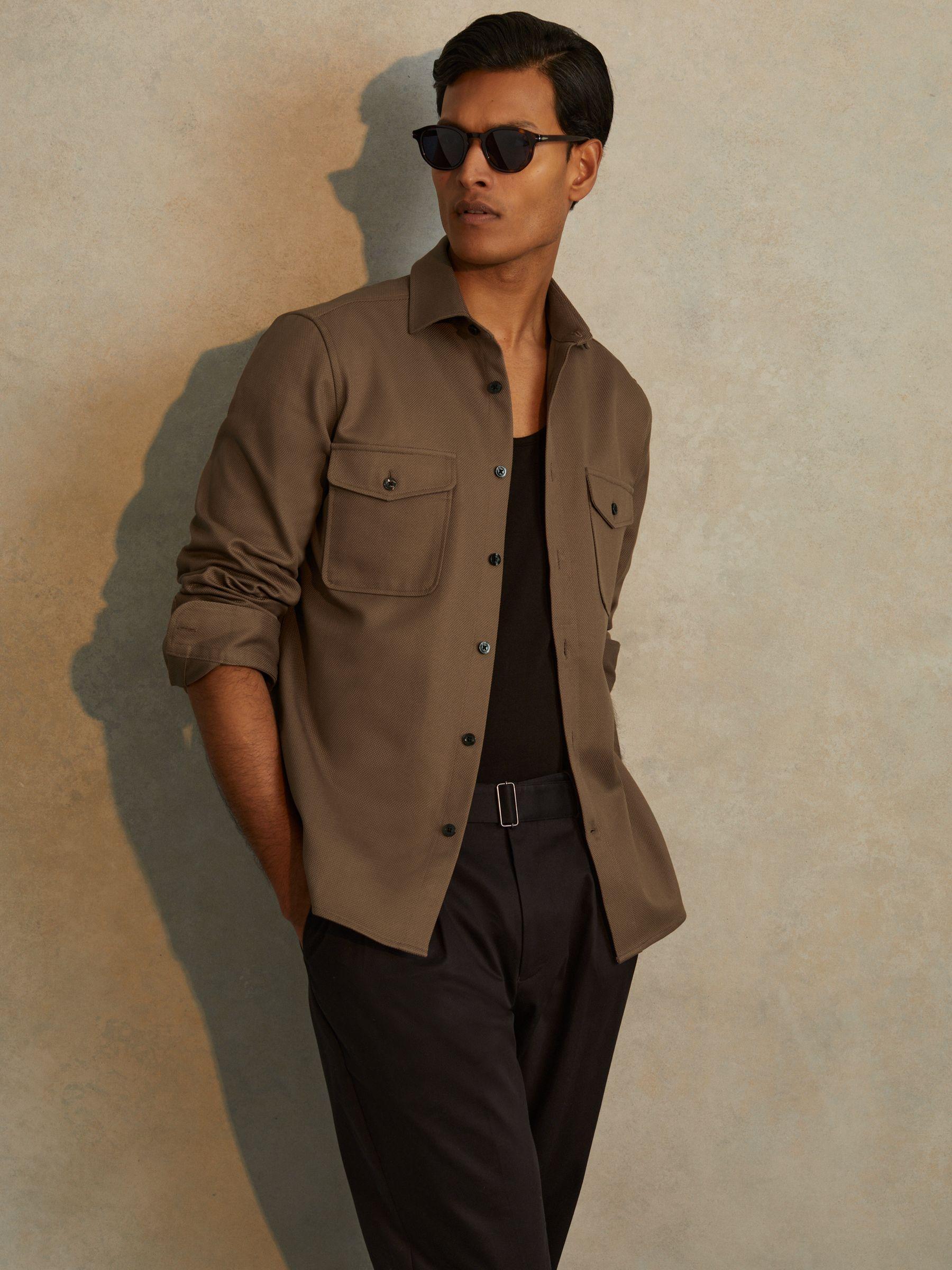 Cotton Canvas Overshirt in Tobacco Brown Product Image