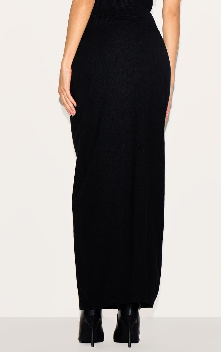 Black Basic Knit Maxi Skirt Product Image