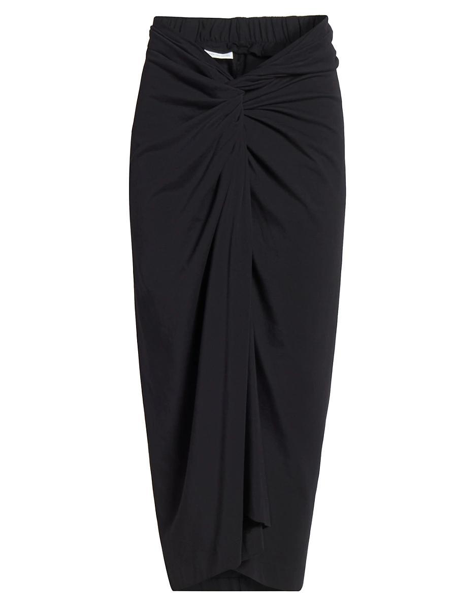 Womens Cotton Twist-Front Draped Midi-Skirt Product Image