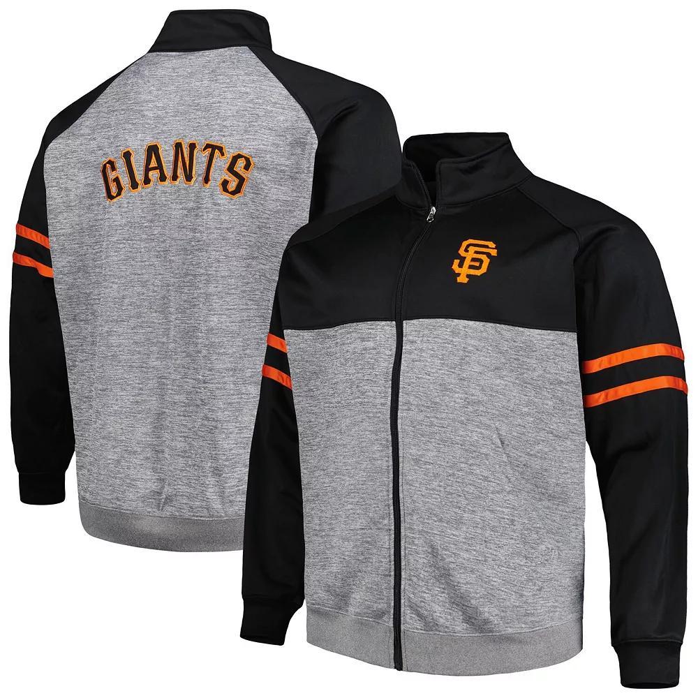 Men's Black/Heather Gray San Francisco Giants Big & Tall Raglan Full-Zip Track Jacket, Size: 2XLT Product Image