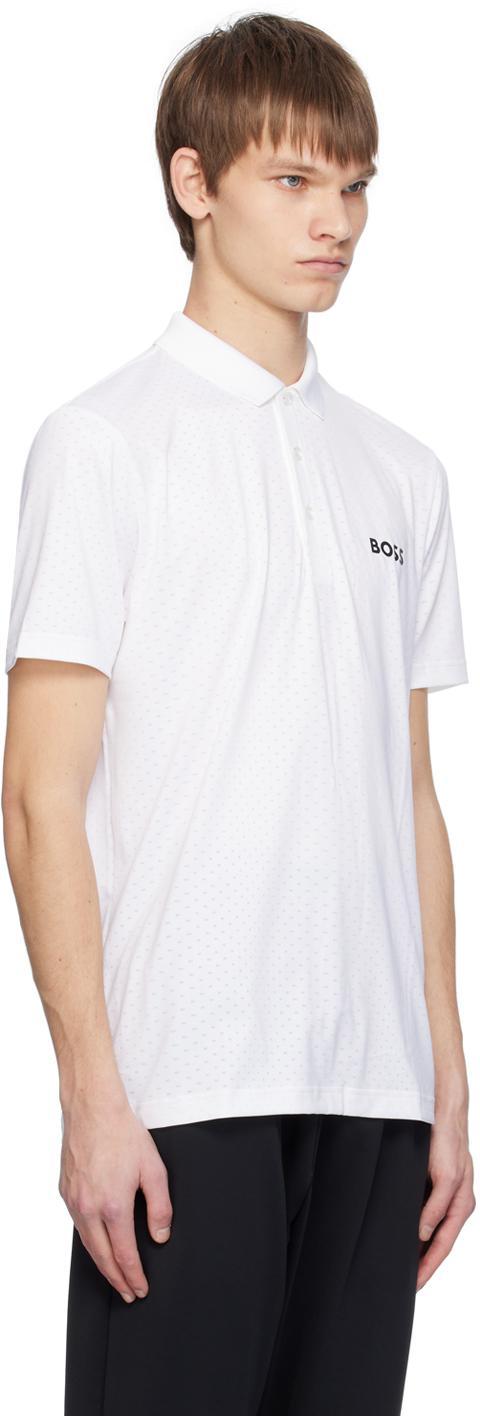 HUGO BOSS Degrad-jacquard Polo Shirt With Contrast Logo In White Product Image