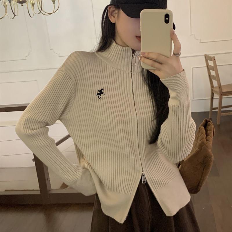 Mock Neck Zip-Up Cardigan Product Image