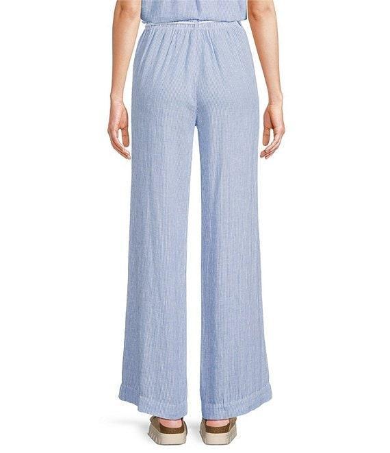 Cloth & Stone Stripe Linen Blend Ruffled Waistband Wide Leg Pants Product Image