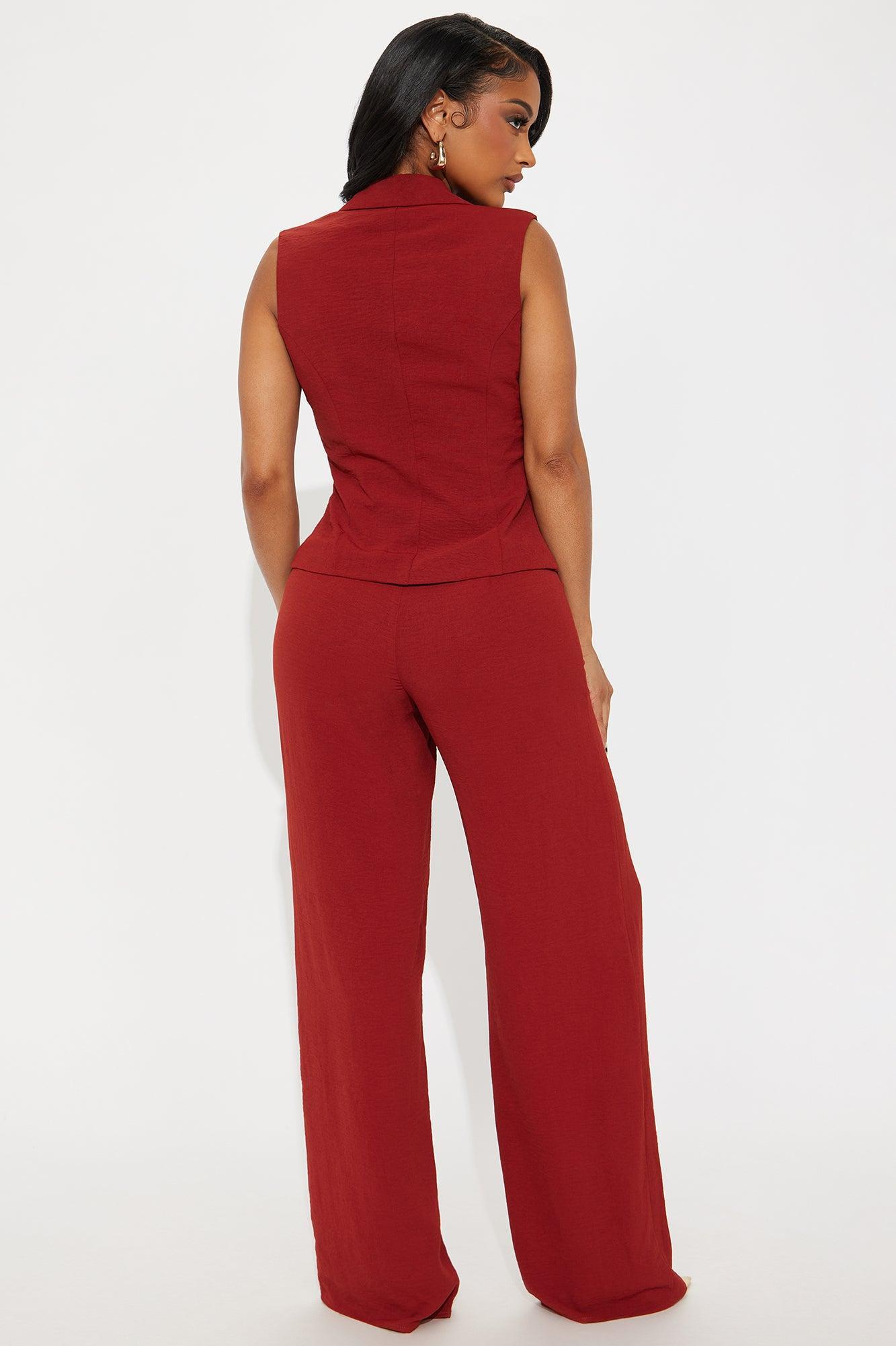 McKenna Vest and Straight Leg Pant Set - Rust Female Product Image