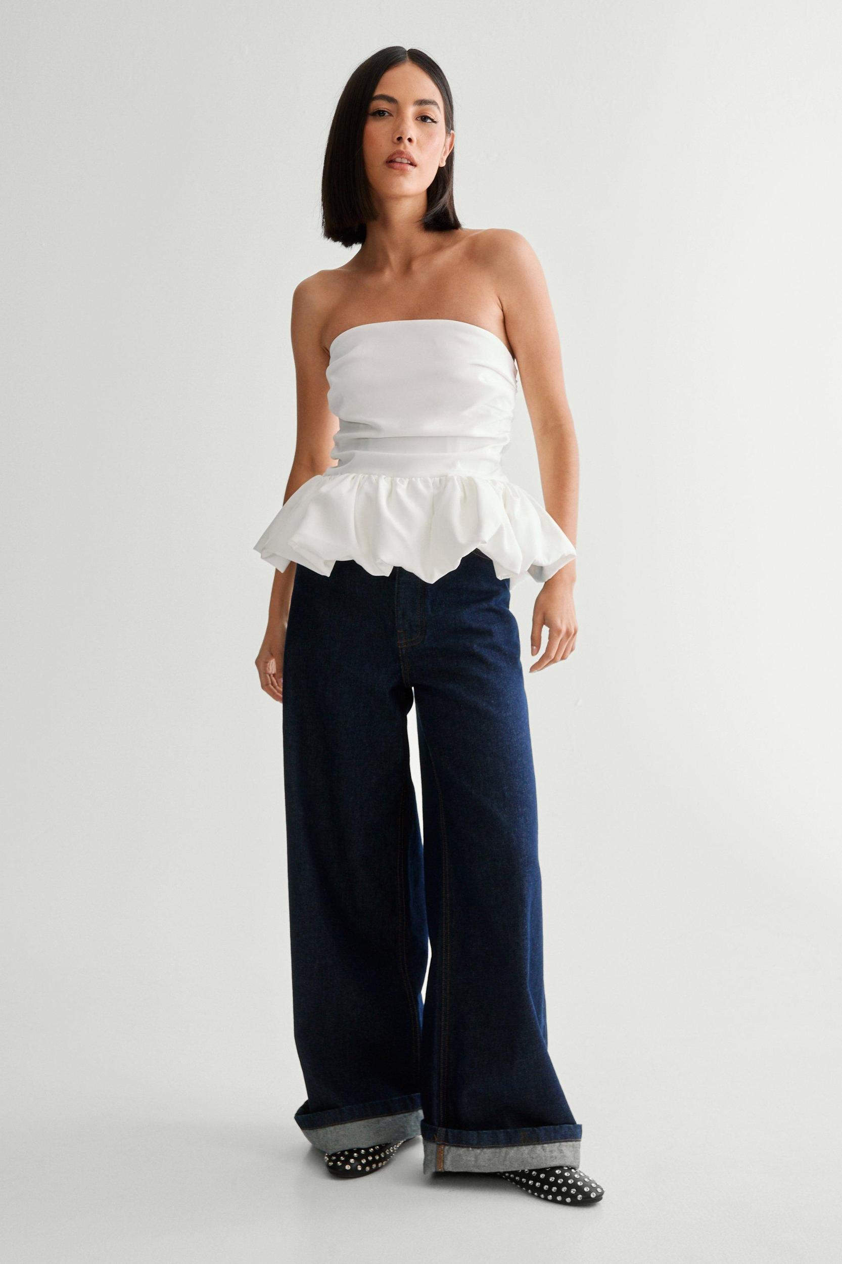 Tailored Puffball Hem Top Product Image