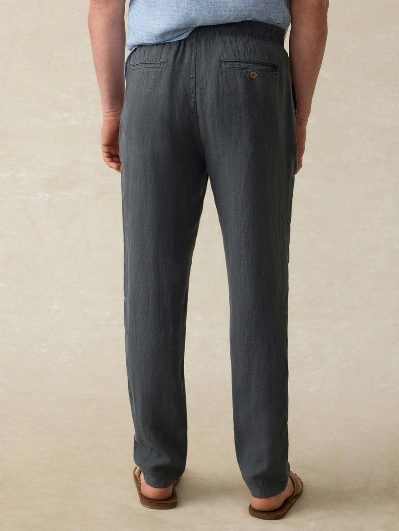 Linen Drawstring Pant - Washed Black Product Image
