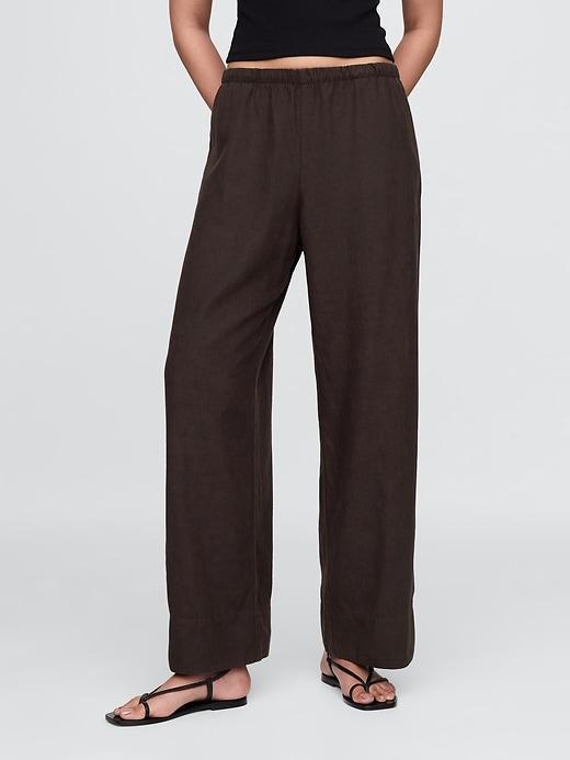 Linen-Blend Easy Wide-Hem Pants Product Image