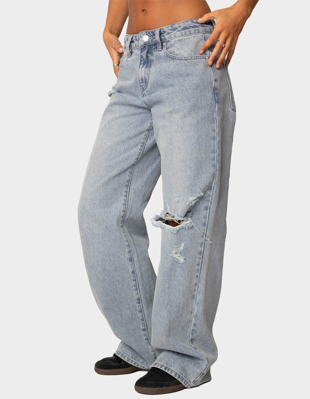 EDIKTED Adam Distressed Wide Leg Jeans Product Image