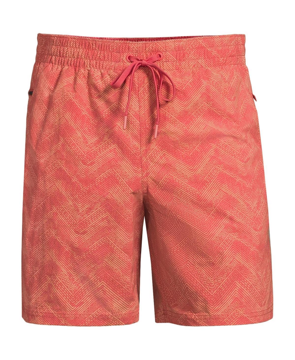 Mens Lands End 7-in. Volley Swim Trunks Lime Green Colorblock Product Image