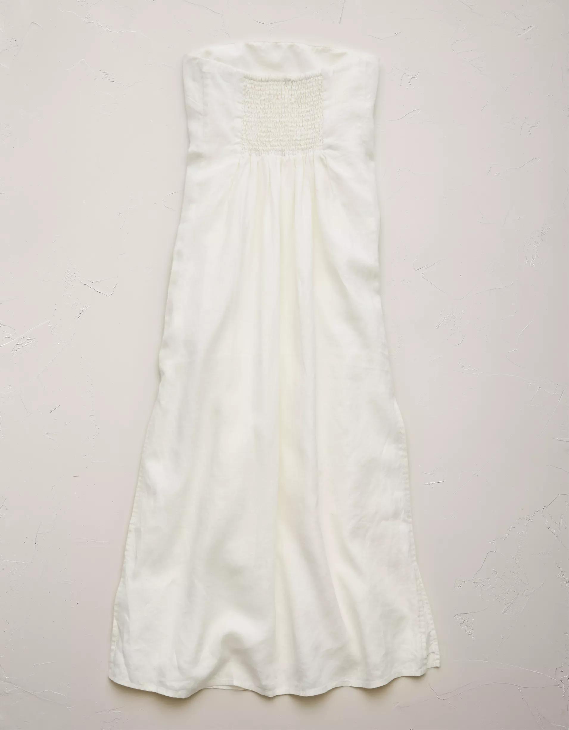 AE77 Premium Strapless Linen Midi Dress Product Image