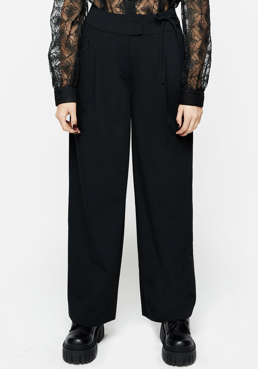 Asteria Tie Waist Embroidered Trousers Product Image