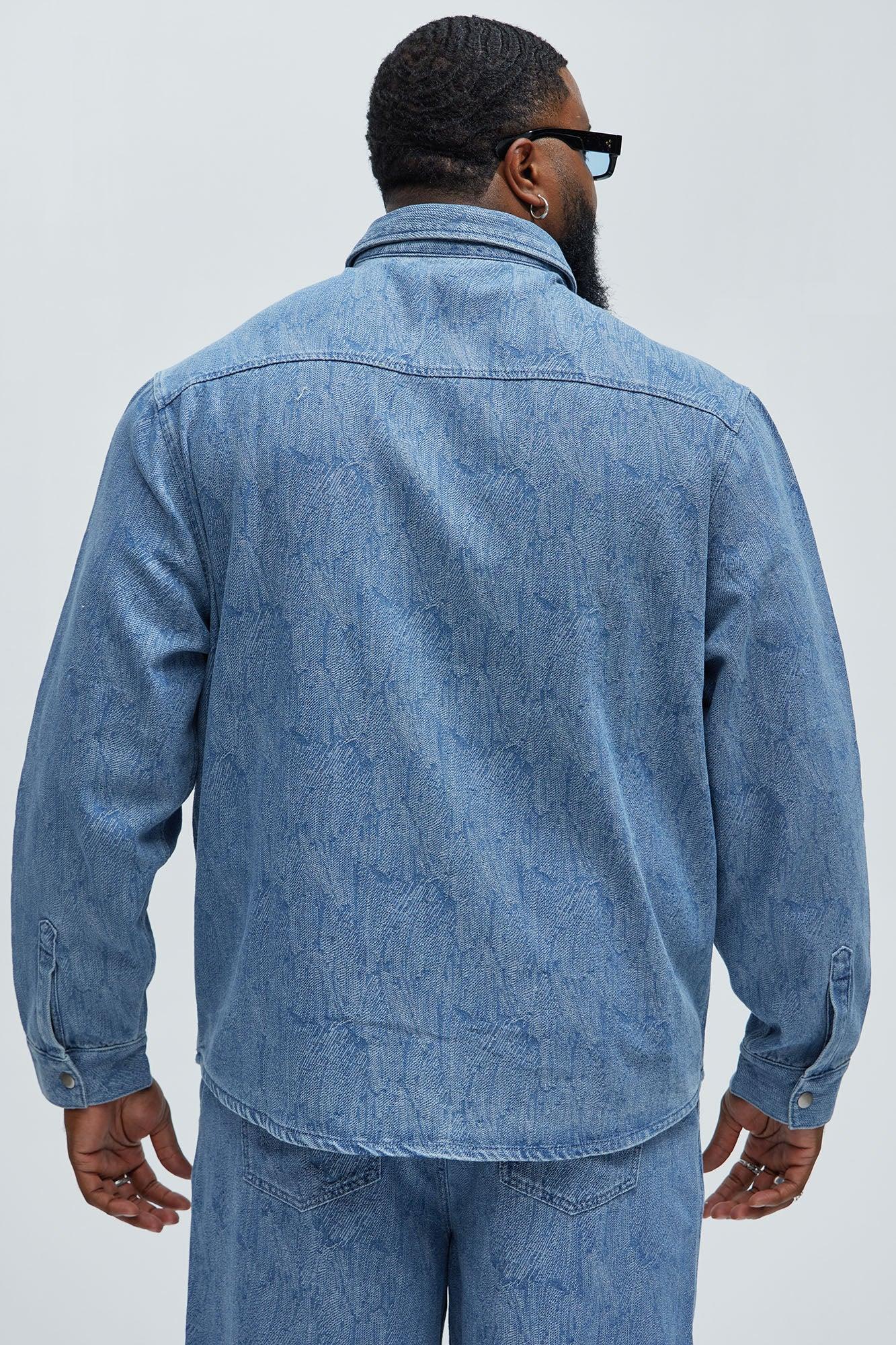 Water Brush Denim Shirt - Light Blue Product Image