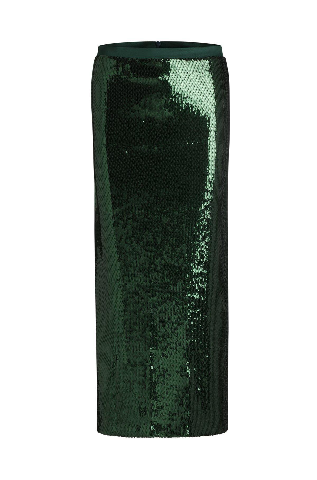 Relaxed-fit midi skirt with sequin embellishments Product Image