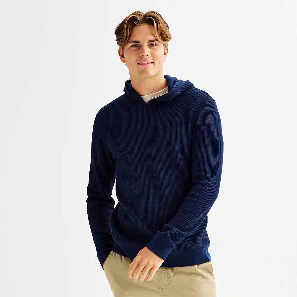 Men's Sonoma Goods For Life® The Essential Waffle Thermal Hoodie, Size: Small, Black Copy Product Image