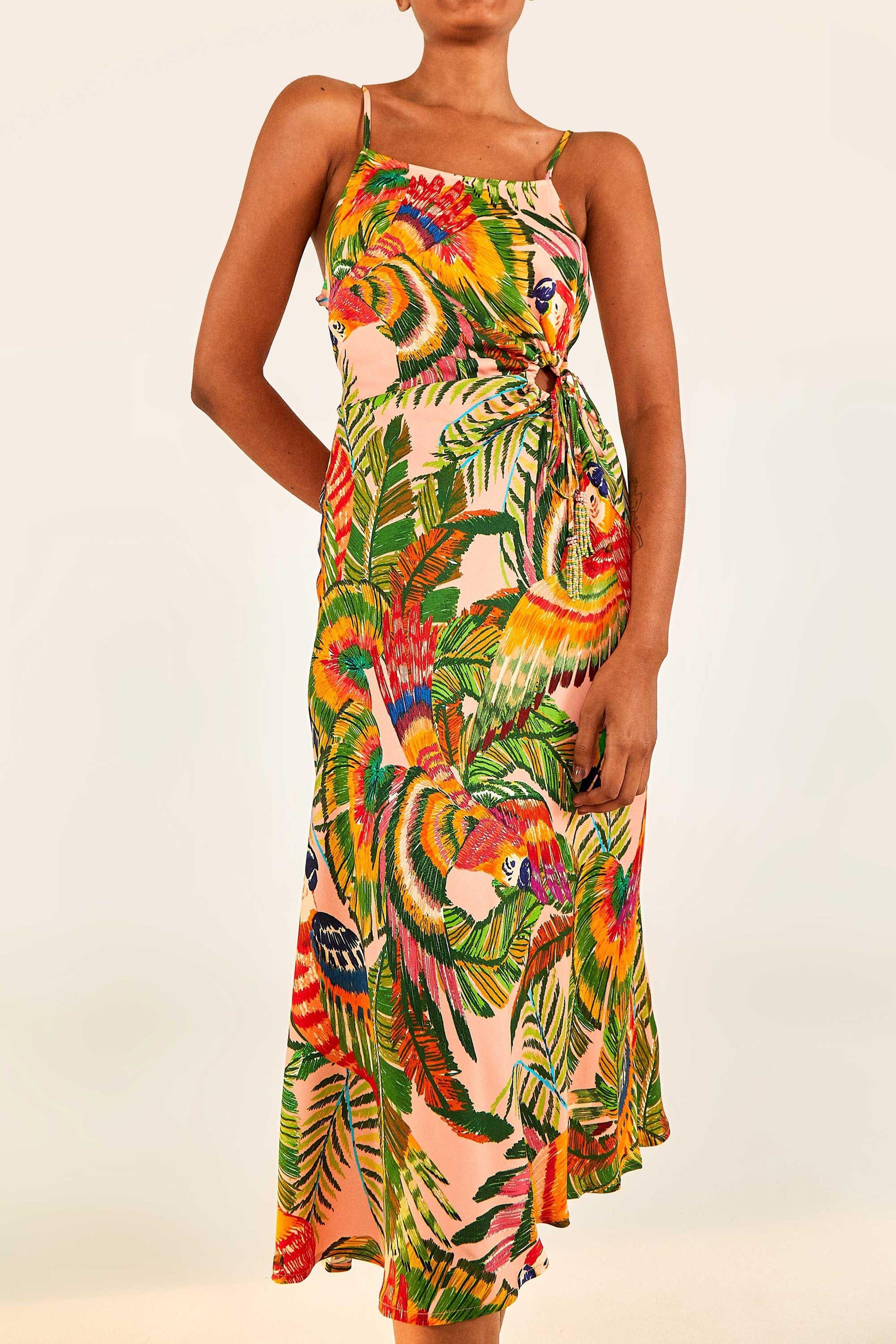 Macaw Leaves Cut-Out Midi Dress Product Image