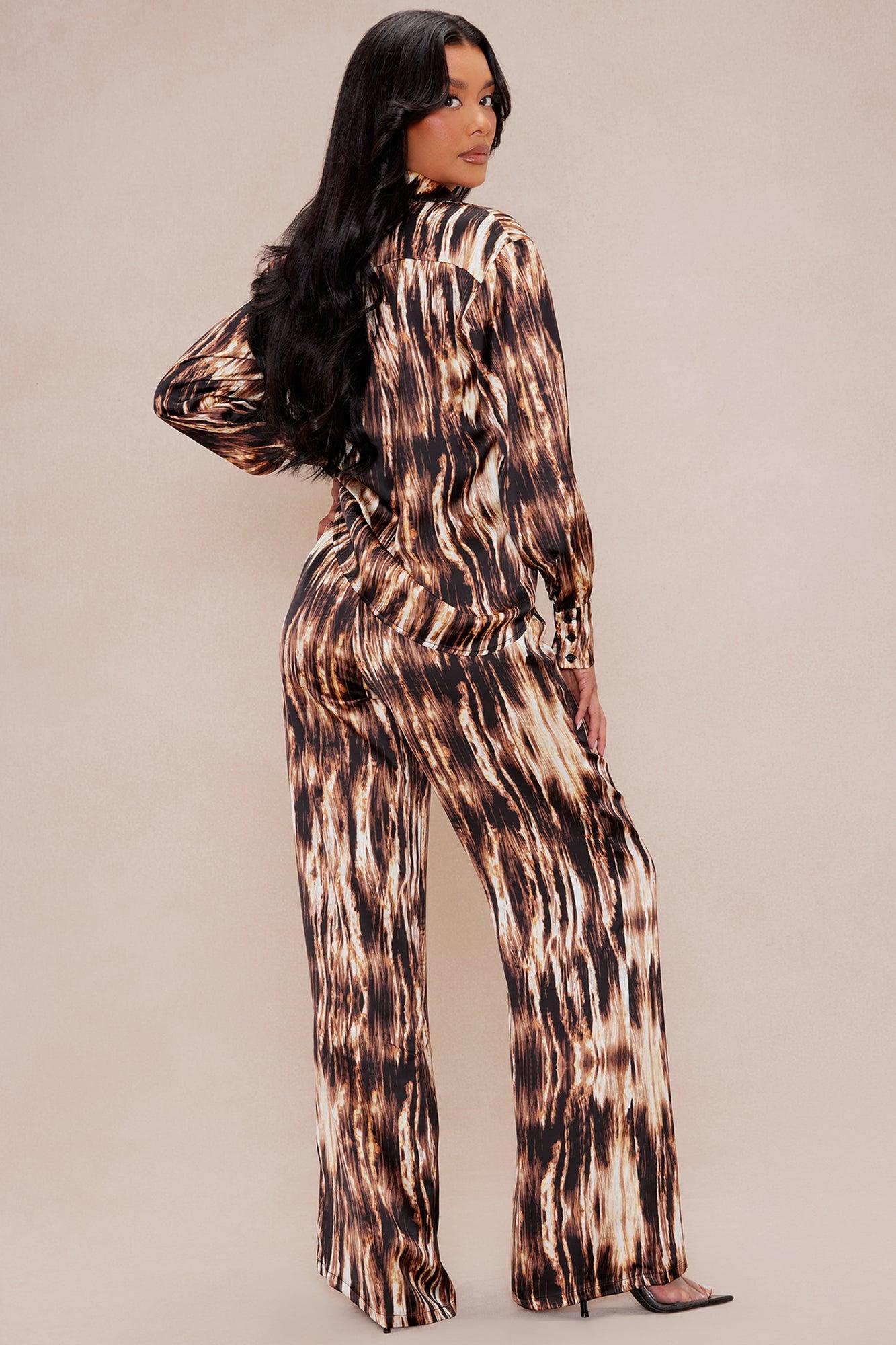 Kamiko Satin Pant Set - Brown/combo Product Image