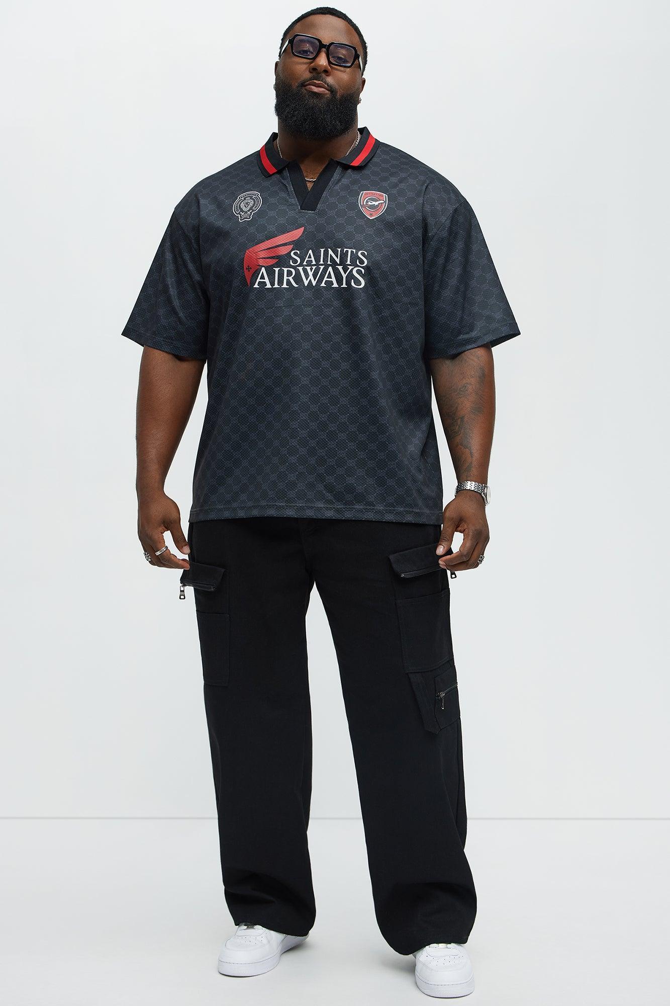 Saints Johnny Collar Soccer Jersey - Black Male Product Image