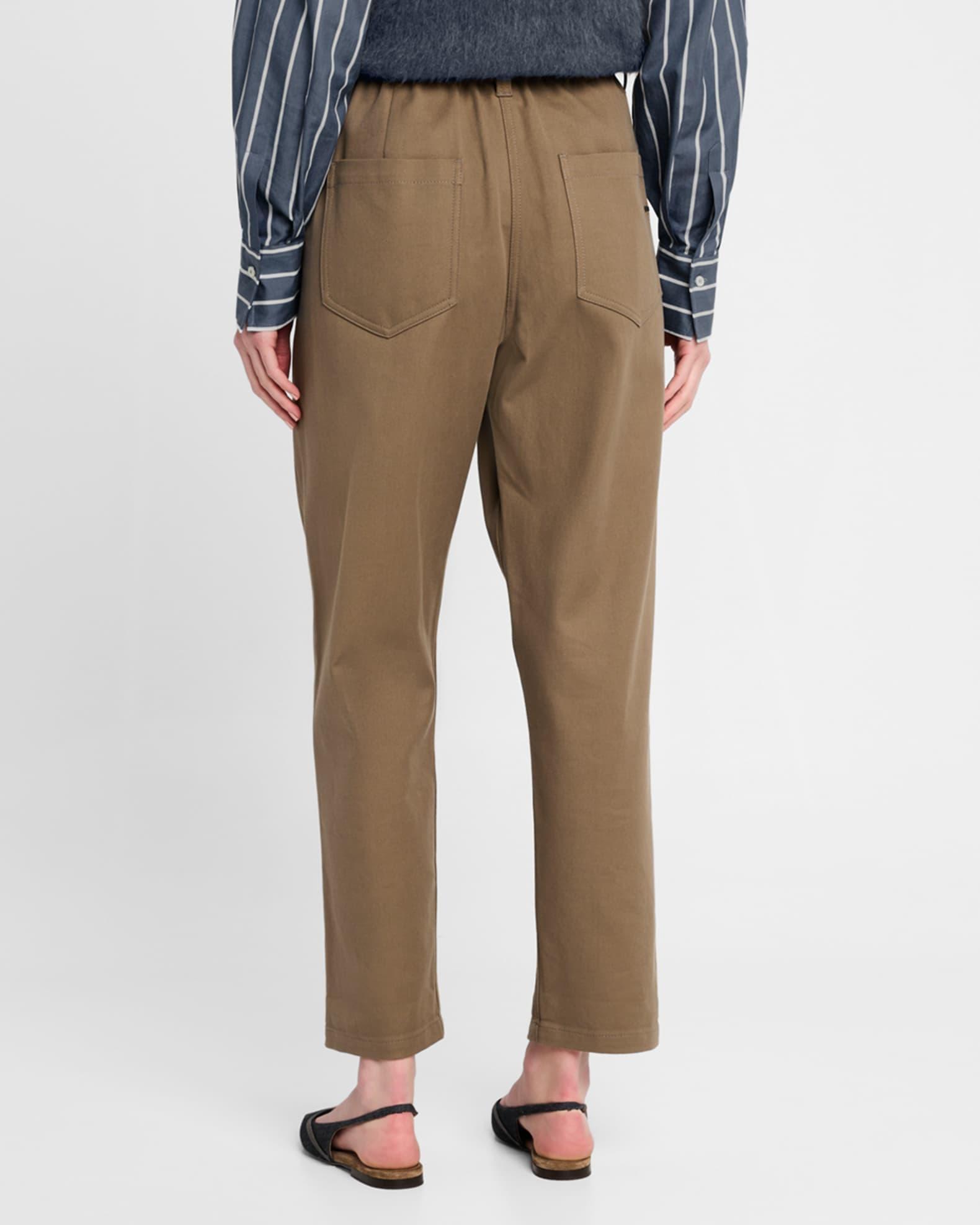 Cotton Twill Straight-Leg Ankle Pull-On Pants Product Image