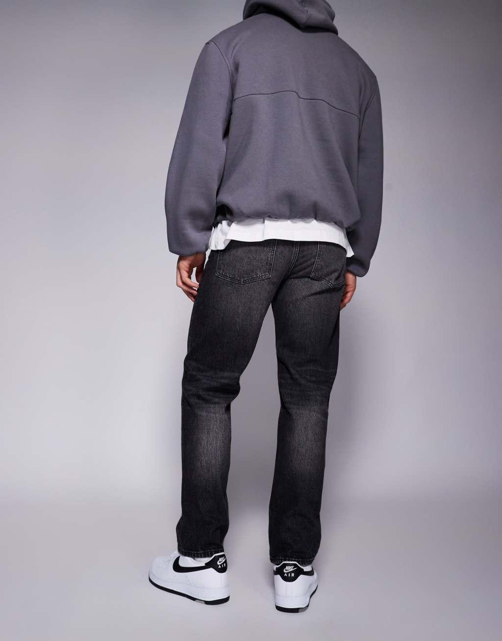 ASOS DESIGN straight stretch jeans in washed black Product Image