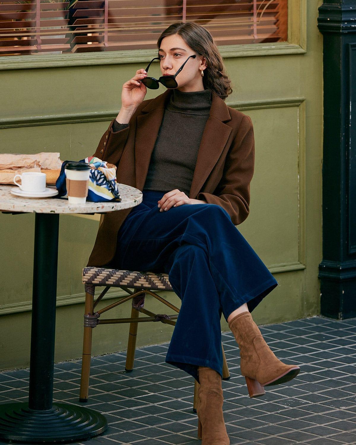 The Solid Collared Single Button Blazer Female Product Image