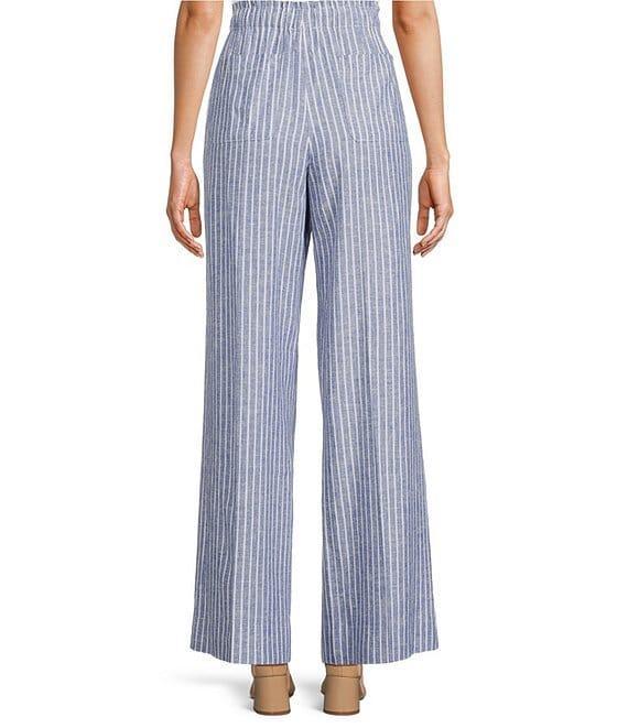 tyler boe Palmer Linen Stripe Wide Leg Pull-On Pants Product Image