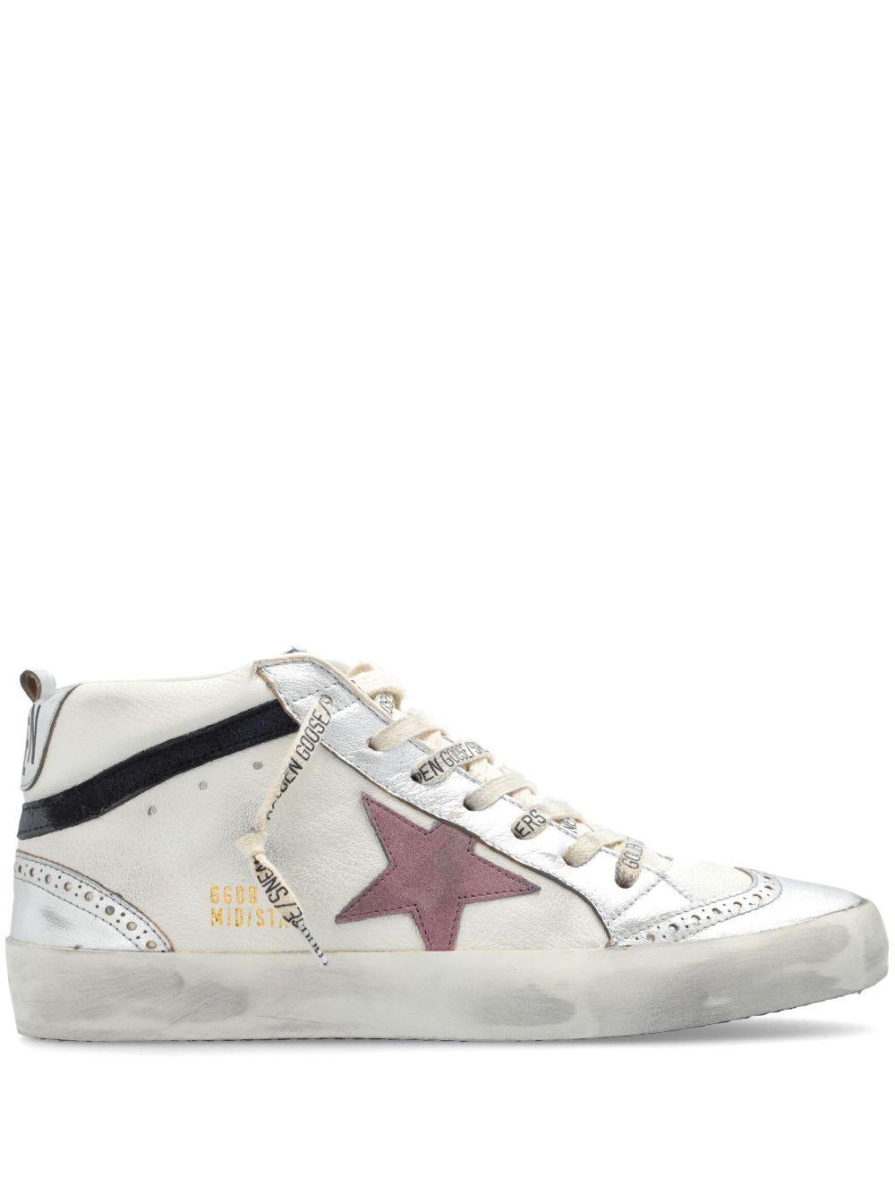 Mid Star Leather Sneakers In White Product Image