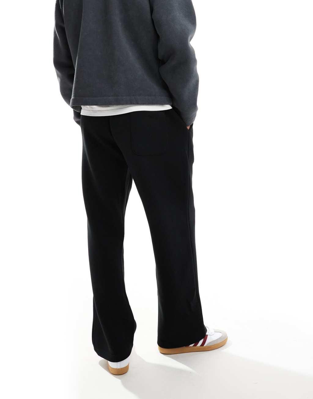 Jack & Jones straight leg scuba sweatpants in black Product Image