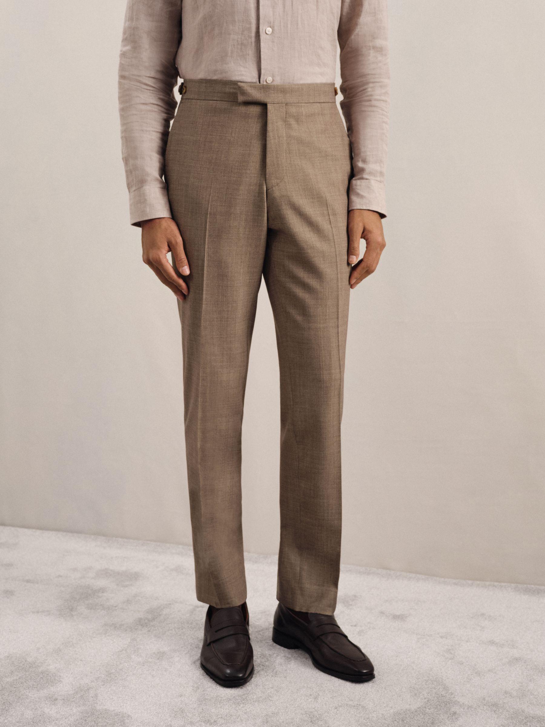 Cotton Slim-Fit Suit Trousers With Stretch in Stone Product Image