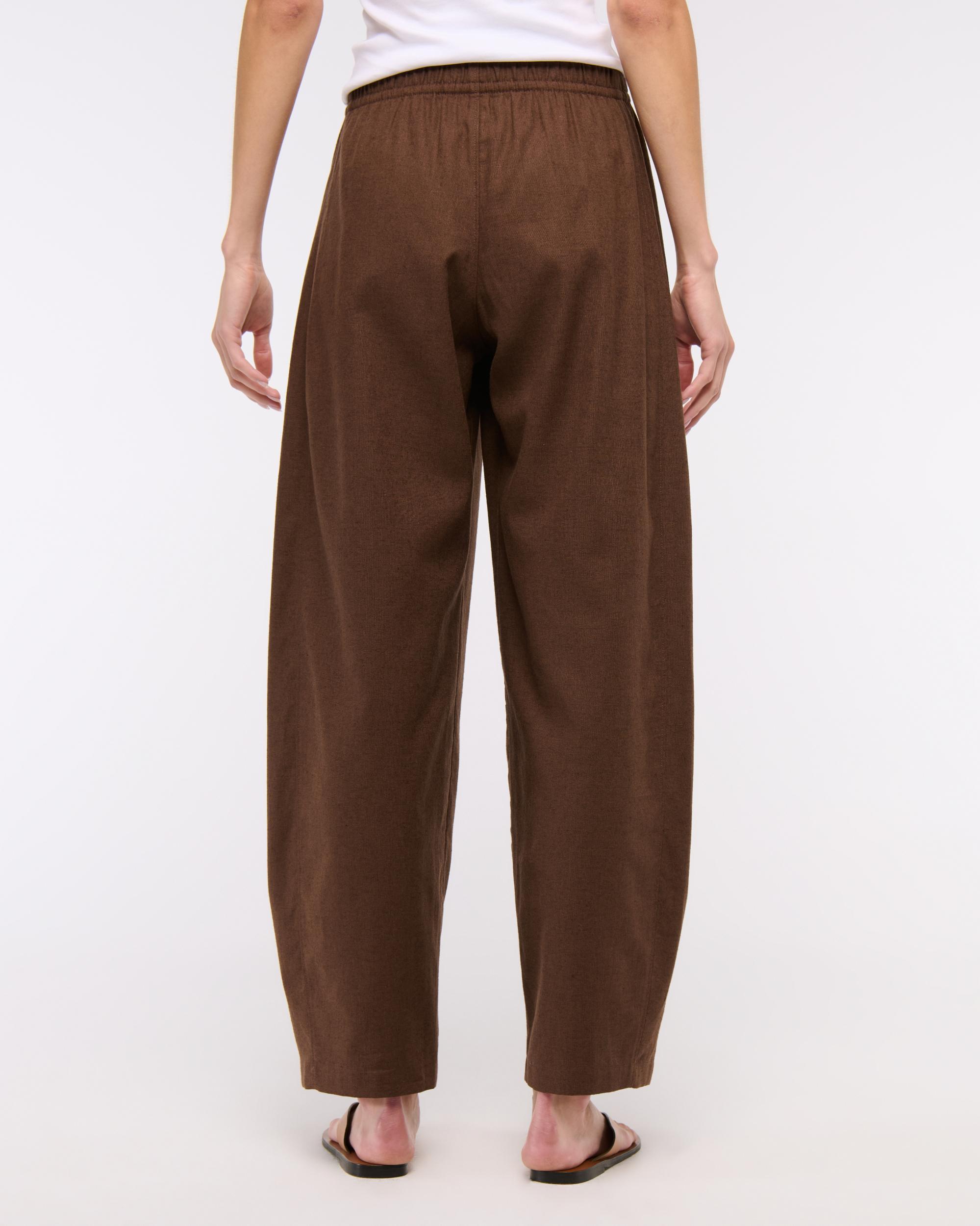 Linen-Blend Barrel Pull-On Pant Product Image