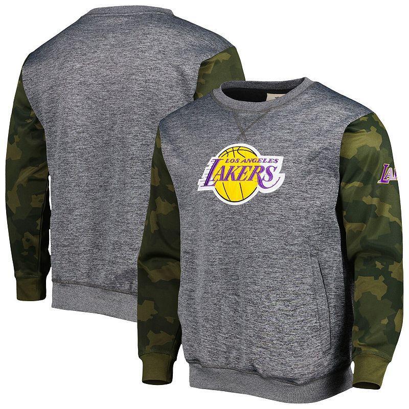 Mens Fanatics Branded Heather Charcoal Los Angeles Lakers Camo Stitched Sweatshirt Product Image