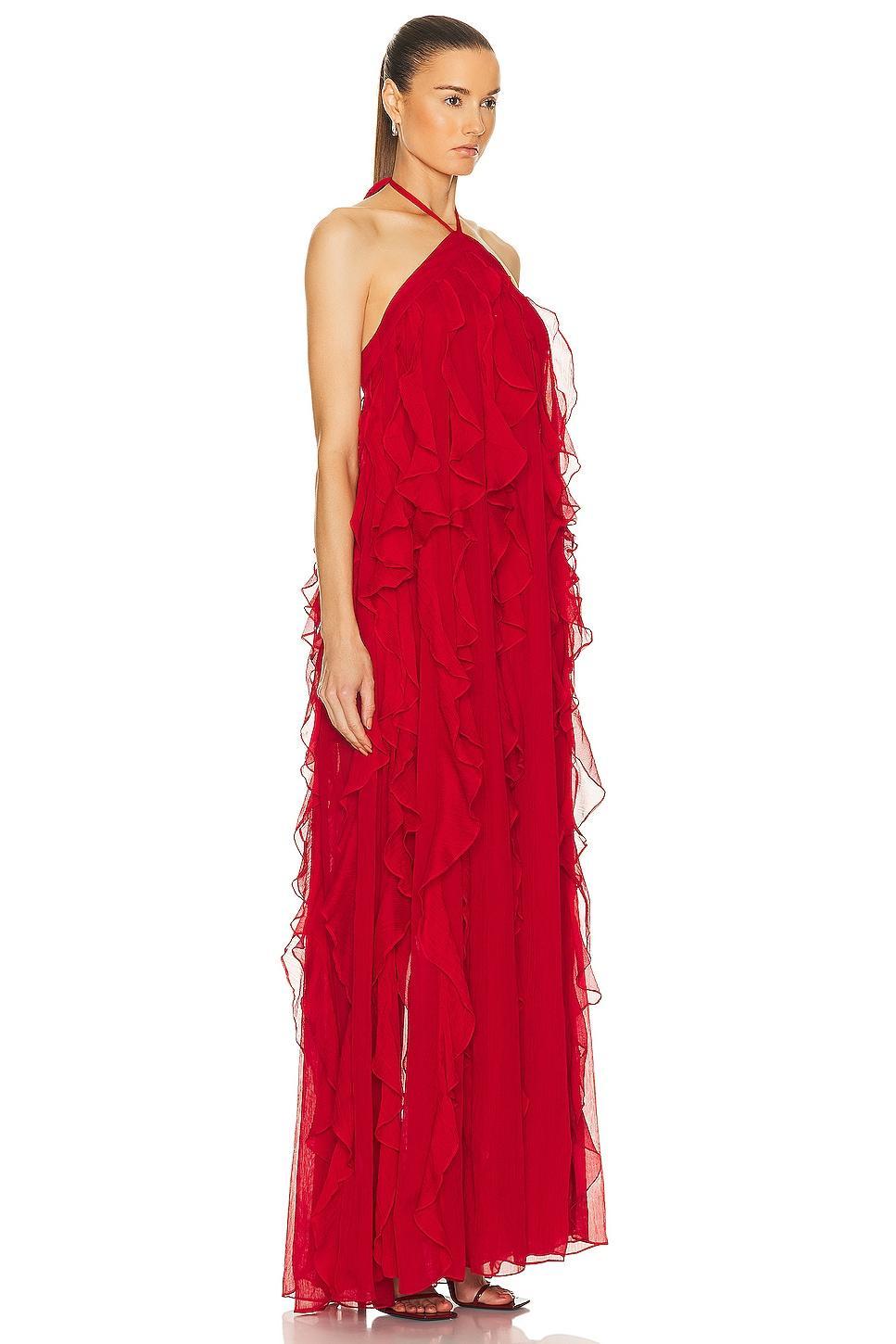 Womens Ruffled Halterneck Gown Product Image