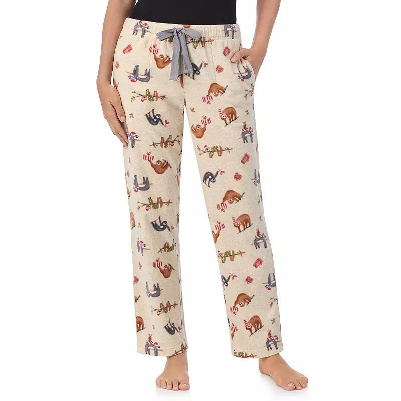 Womens Cuddl Duds Minky Fleece Open Leg Pajama Pants Ivory Fairisle Product Image