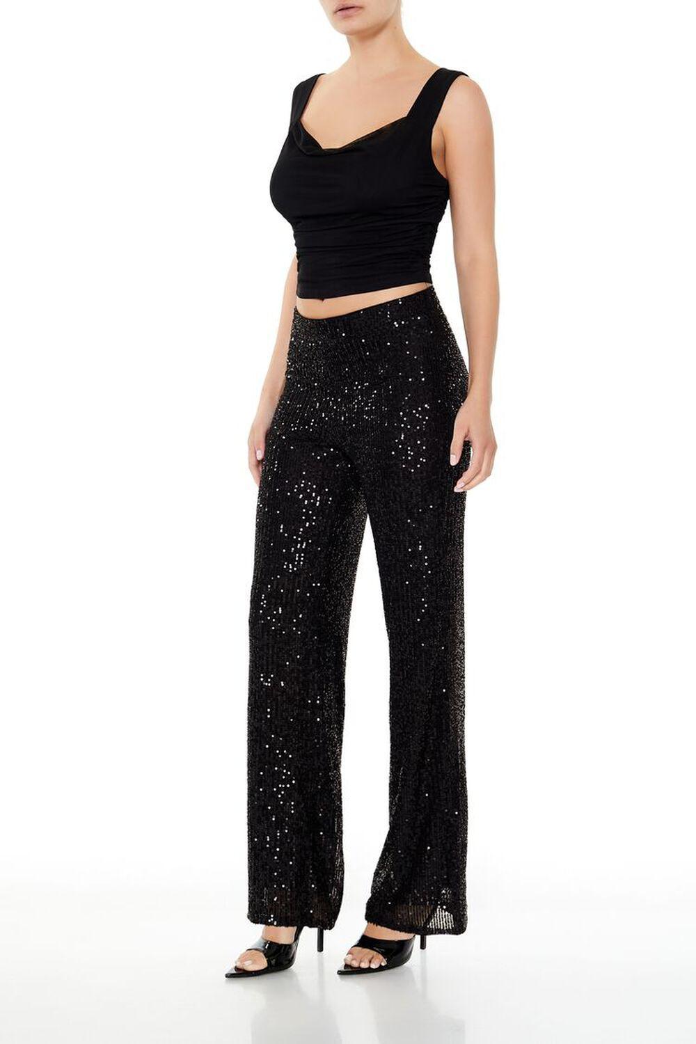 Sequin High-Rise Wide-Leg Pants | Forever 21 Product Image