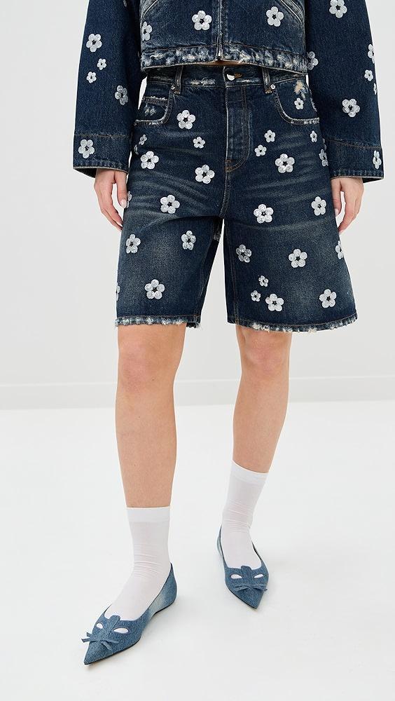 Marc Jacobs Sequin Daisy Wide Leg Shorts | Shopbop Product Image