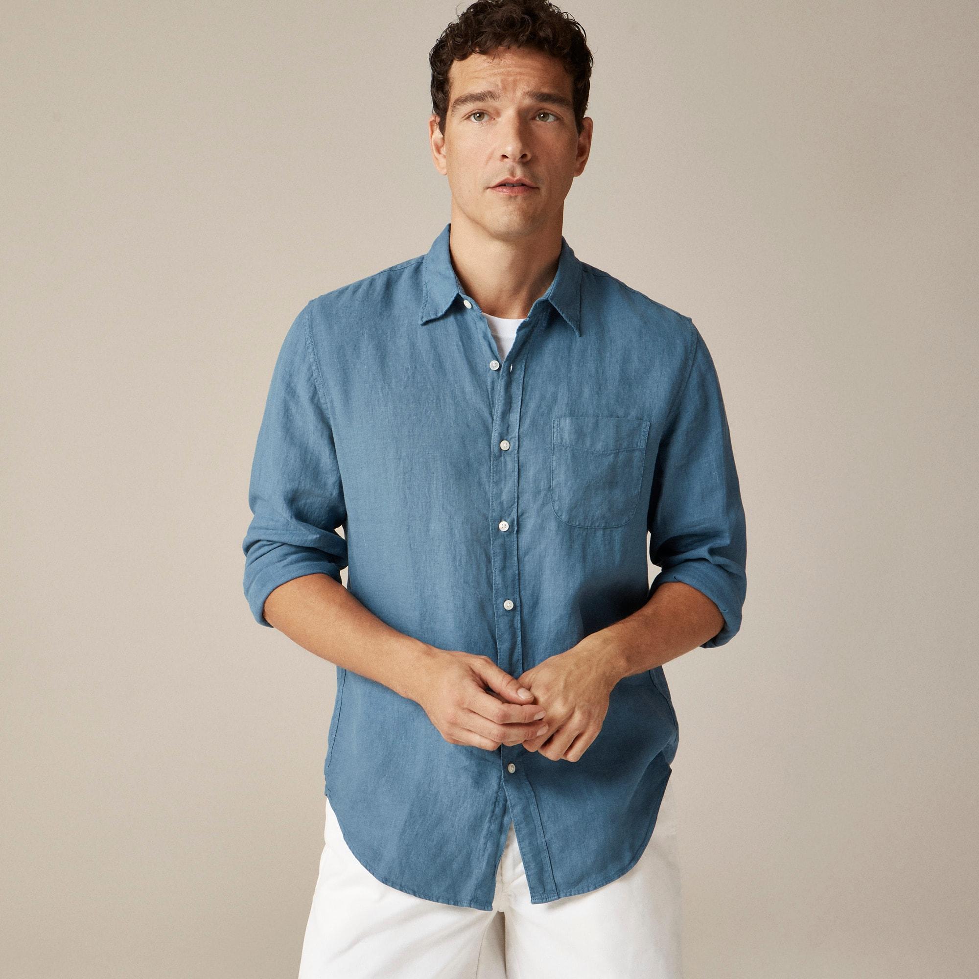 Washed linen shirt with point collar Product Image