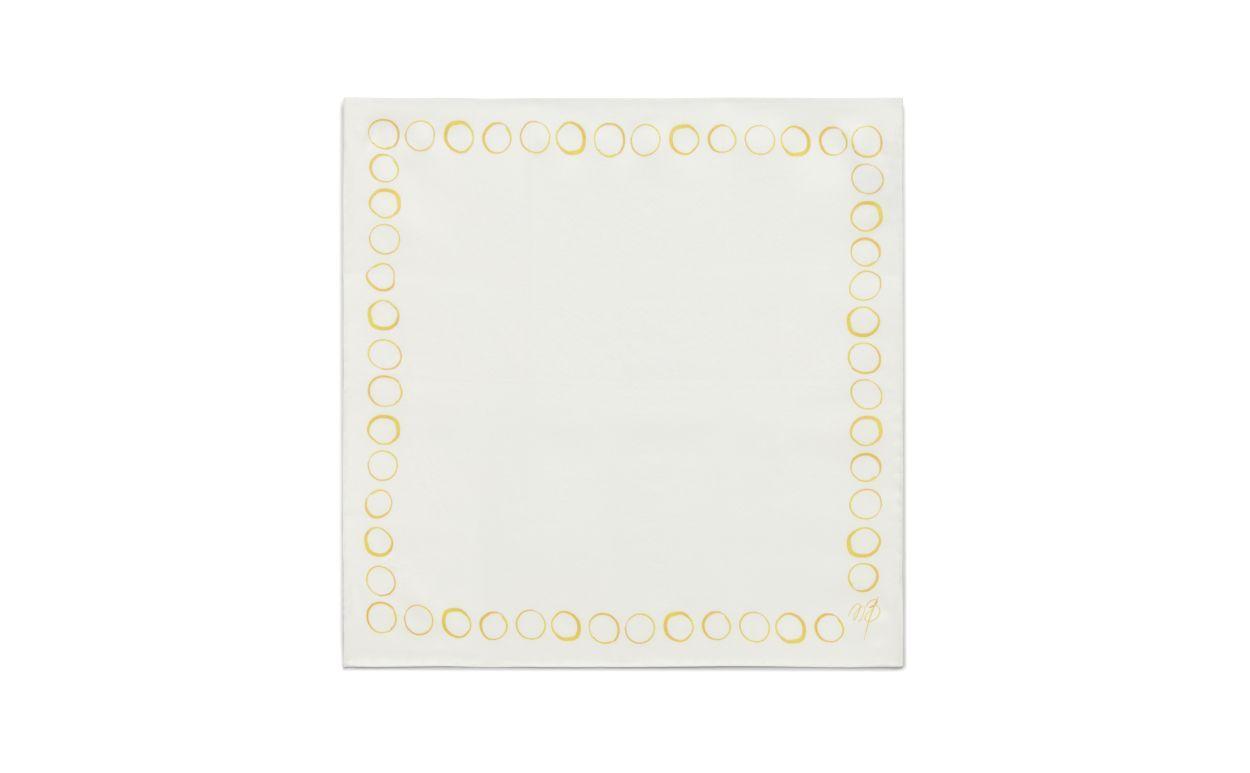 CIRCLES Ivory and Yellow Silk Pocket Square Product Image