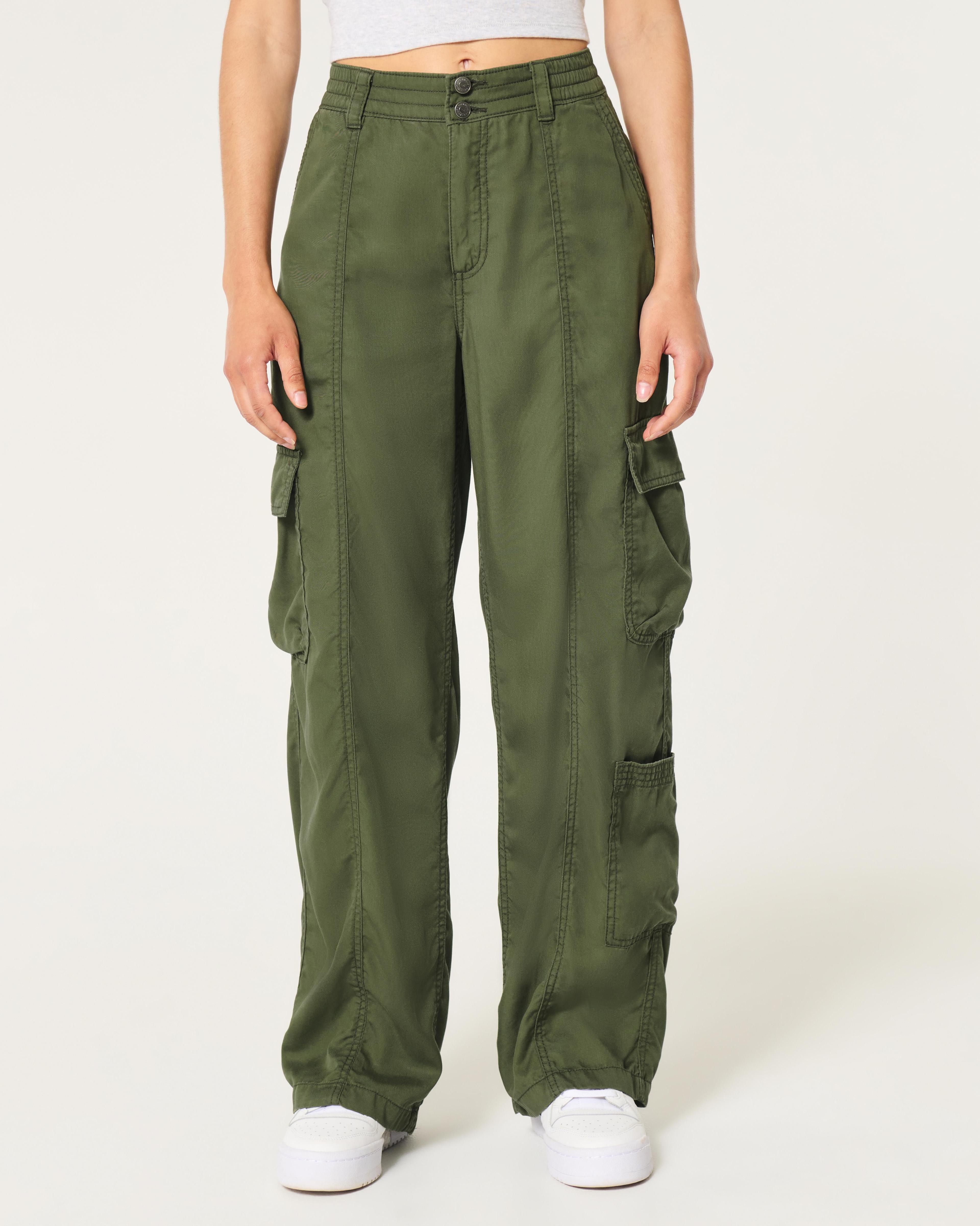 High-Rise Tencel Baggy Cargo Pants Product Image