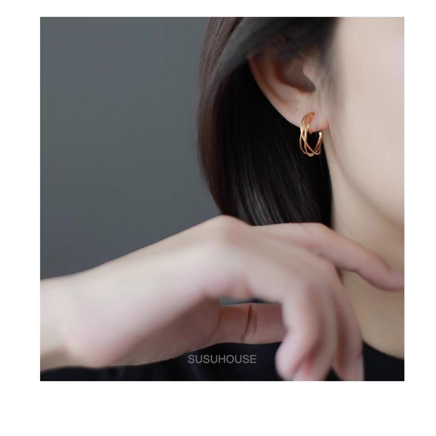 Layered Alloy Hoop Earring Product Image