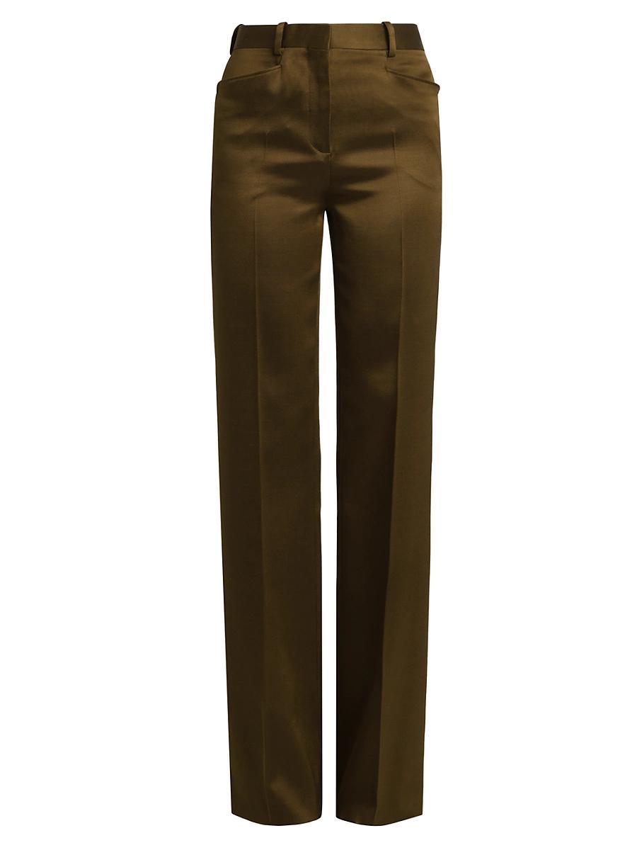 Womens Silk-Wool Twill Boot Cut Pants Product Image