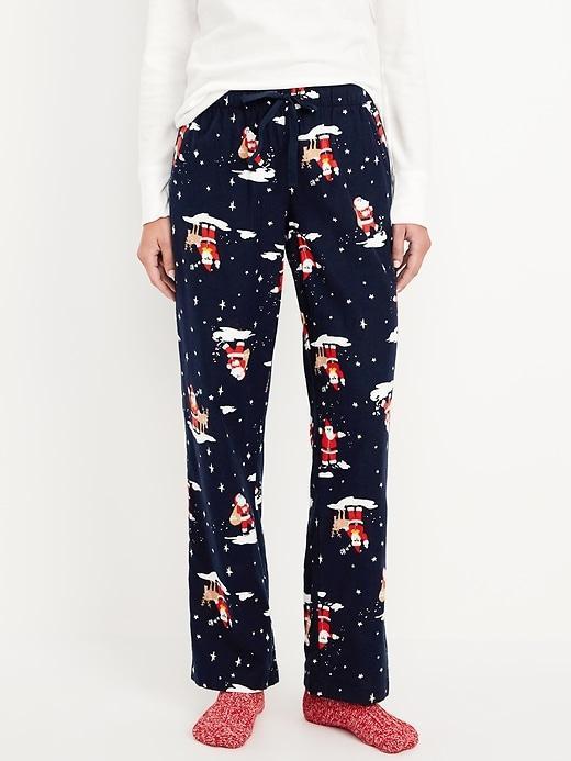 Mid-Rise Printed Flannel Pajama Pants Product Image