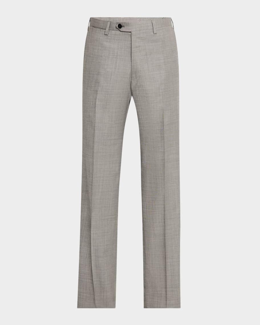 Men's Wool Sharkskin Flat-Front Trousers Product Image