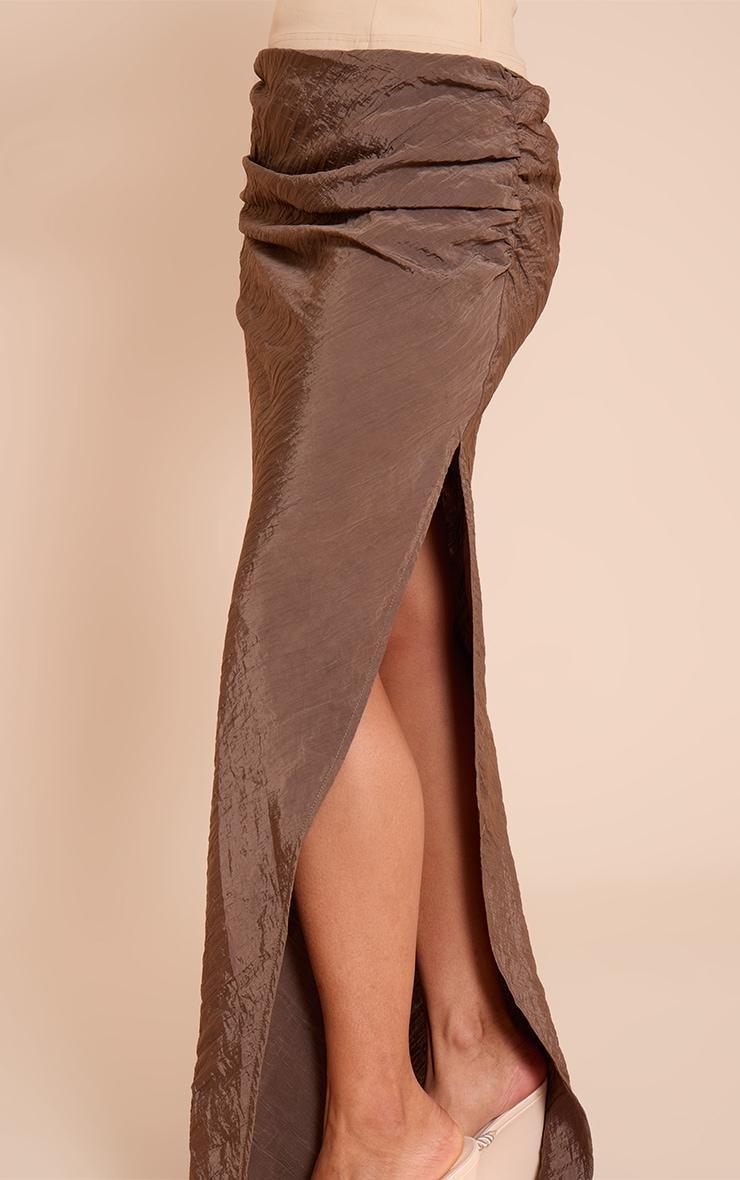 Mocha Textured Woven Maxi Skirt Product Image