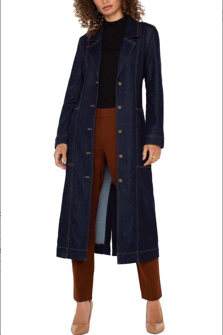 Notch Collar Duster Jacket with Belt Product Image
