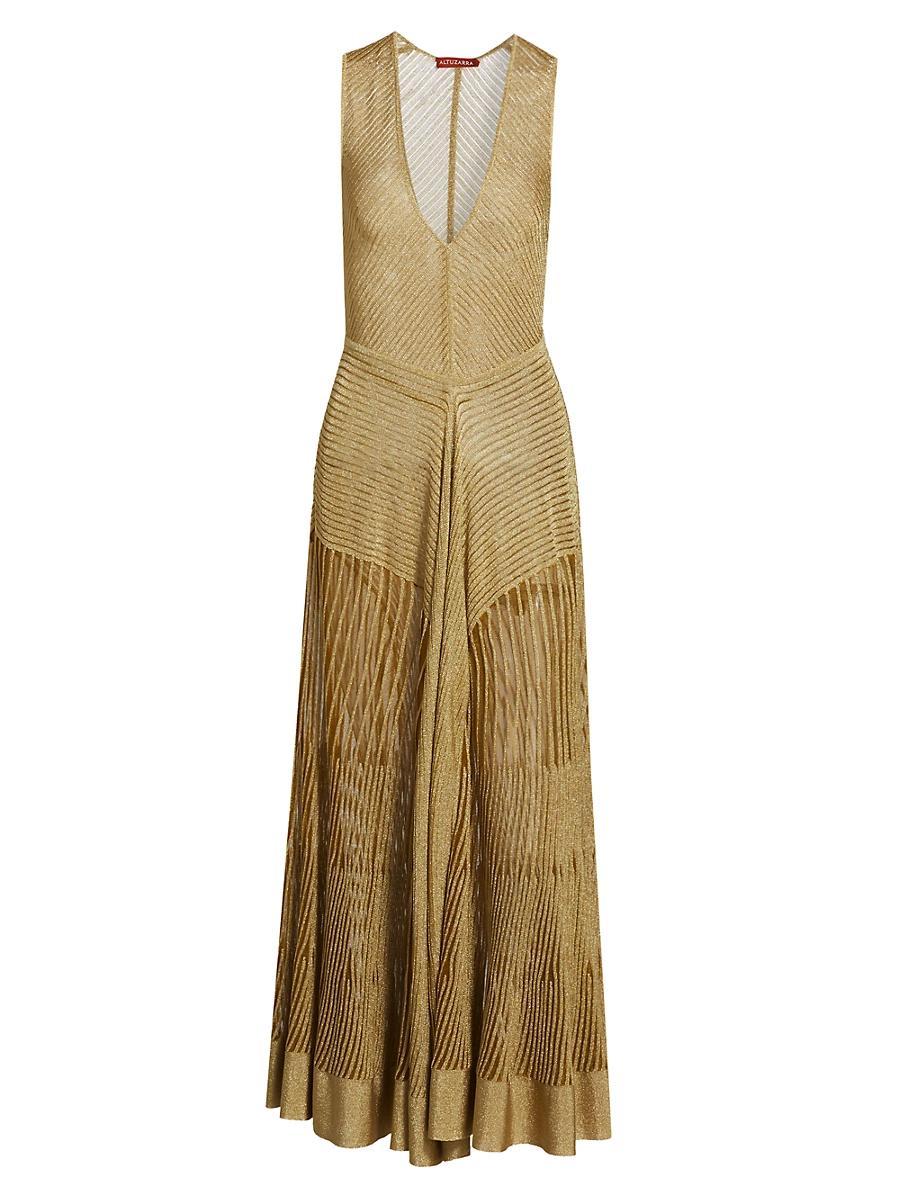 Womens Keball Metallic-Knit Maxi Dress Product Image