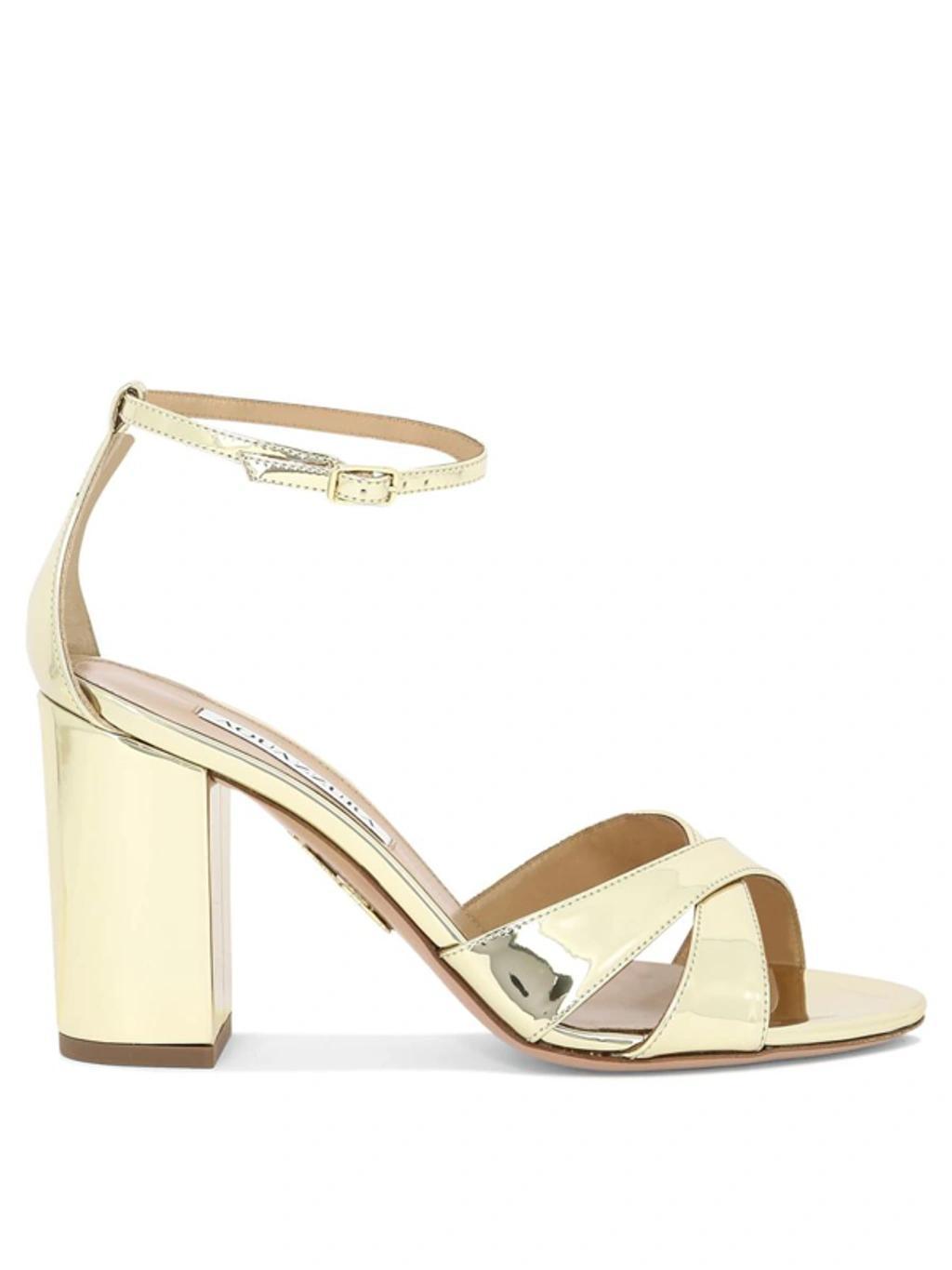 Divine Metallic Crisscross Sandals In Soft Gold Product Image